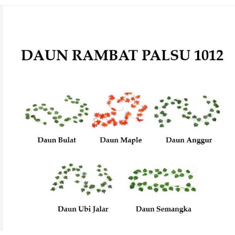 1012 Daun Hias Imitasi / Daun Rambat Palsu / Sulur Daun / Daun Hias Tanaman Gantung / Dekorasi Ruangan