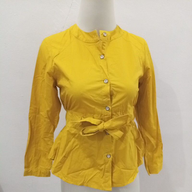 PL blouse wanita/baju wanita/blouse kuning lengan panjang