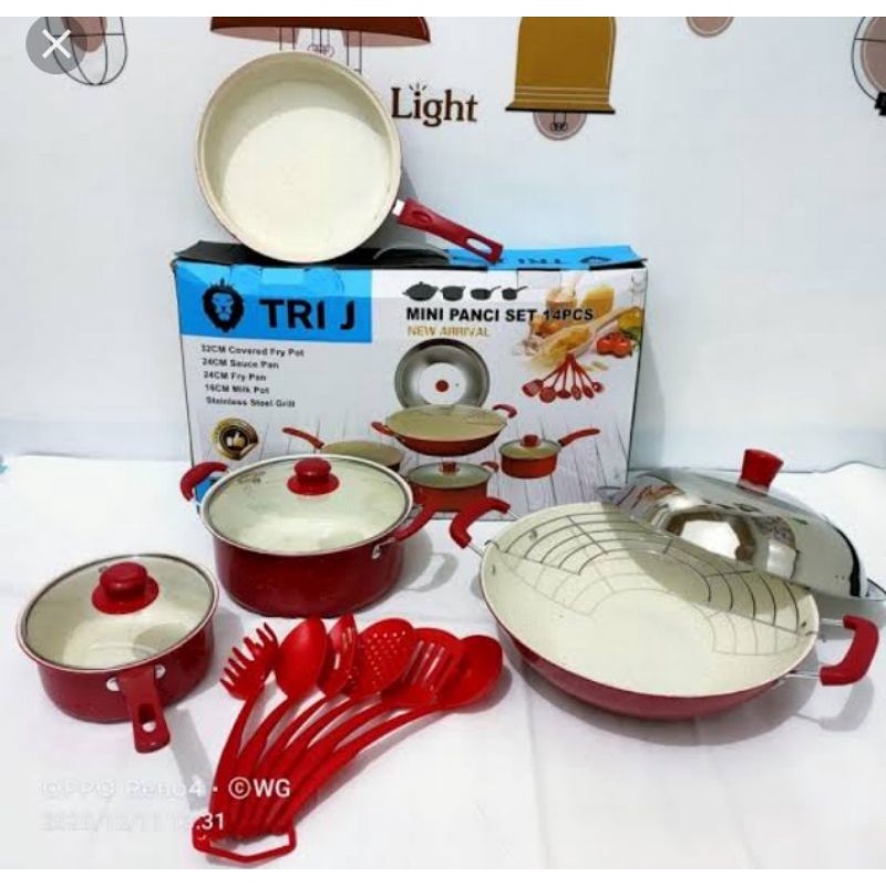 Panci set TRI J spatula 14 pcs plus tudung saji
