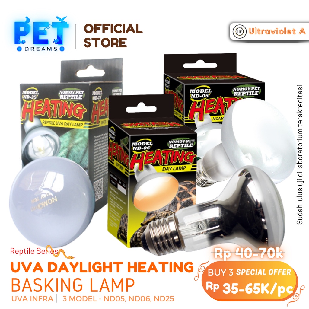 LAMPU UVA DAYLIGHT BASKING SPOT LAMP PENGHANGAT PEMANAS REPTIL REPTILE SULCATA IGUANA KURA TORTO