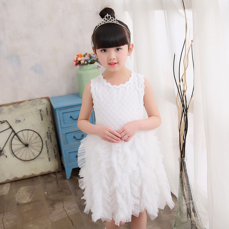 DR38-Dress Pesta Anak Perempuan Rumbai