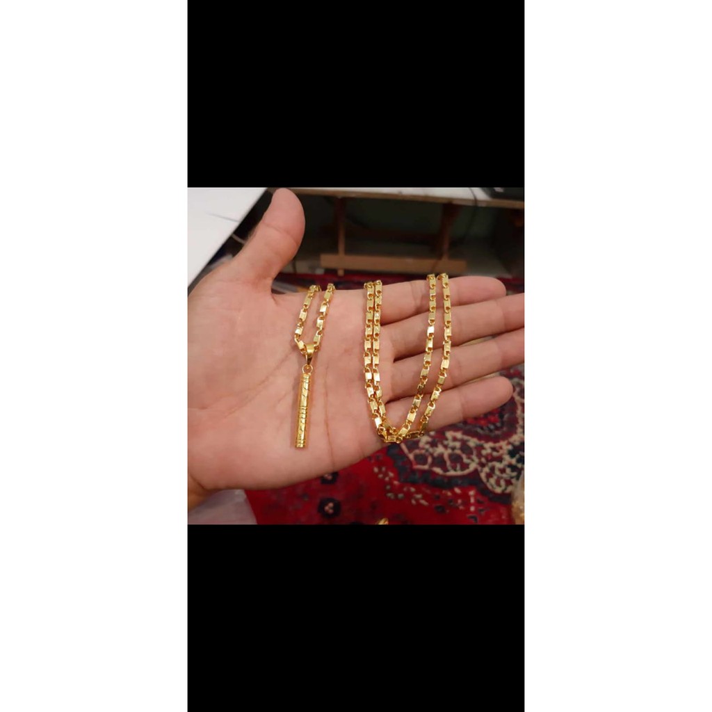 Kalung Rantai Liontin Bambu Lapis Emas 24k