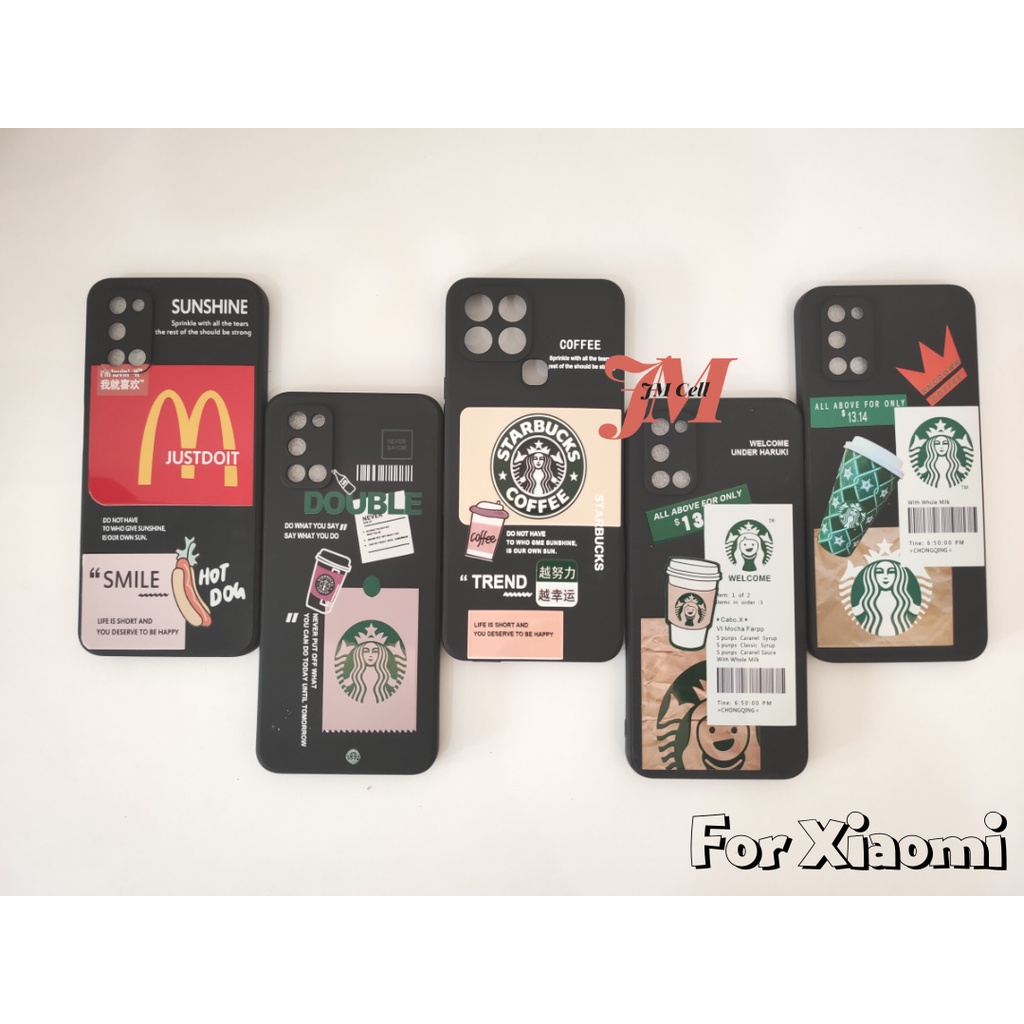 JM STARBUCKS CASE SQUARE EDGE XIAOMI REDMI 8 8A REDMI 9 9A 9C REDMI 10A REDMI NOTE 8 REDMI NOTE 9 RE