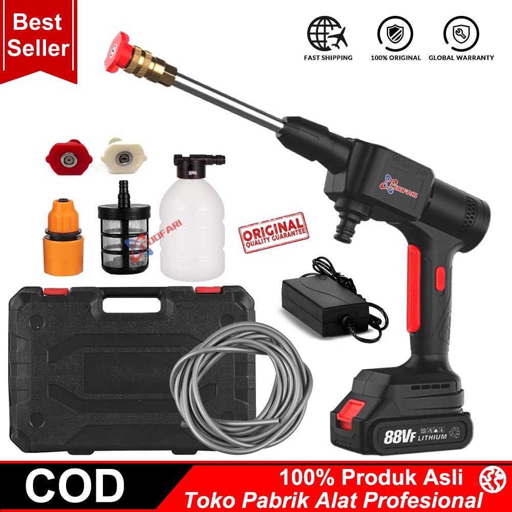 Mesin Cuci Mobil Nirkabel 88VF Baterai Lithium Mesin Cuci Tekanan Tinggi Portabel COOFARI Pembersih Pistol Air Taman Sprayer Pompa Air Tekanan Tinggi Power Wash Spray Gun