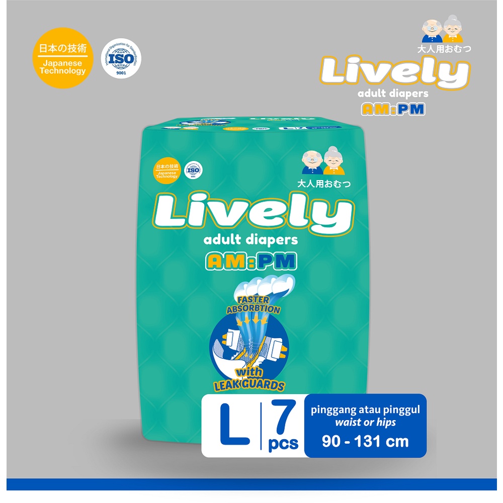 Lively AM PM Popok Dewasa Tipe Perekat L7 - Popok Dewasa Perekat / Adult Diapers Tape - Popok Siang 