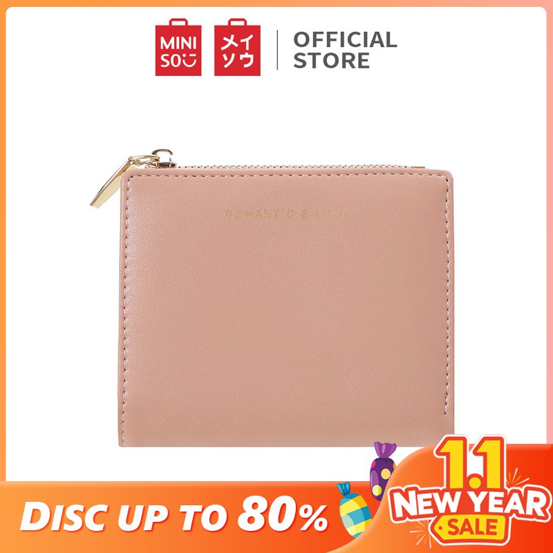 Miniso Dompet Wanita Pendek Kecil Lipat Simple Polos 