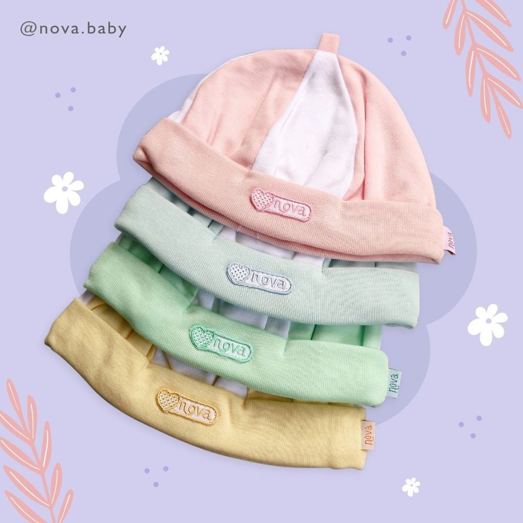 Nova Topi Segi Enam Newborn Warna Usia 0-3 Bulan