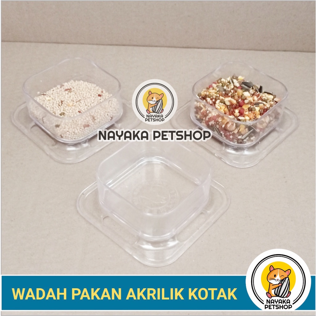 Tempat Makan Hamster Akrilik Wadah Air Minum Bajing Piring Pakan Makanan Sugar Glider Mencit Tupai Cepuk Burung Kenari Lovebird