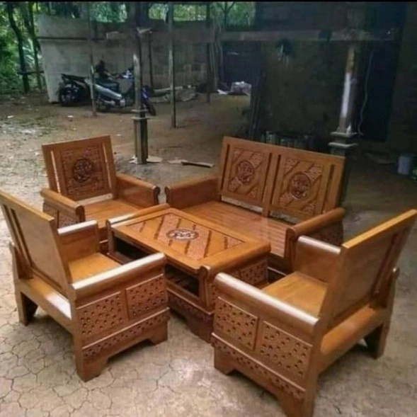 Meja Kursi Ruang Tamu Simpel Kayu Jati Untuk Rumah Minimalis
