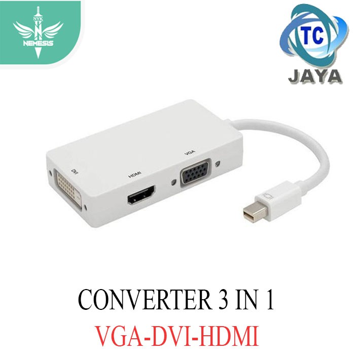 Converter 3 In 1 Mini Display Port - DP Male To HDTV DVI VGA Female