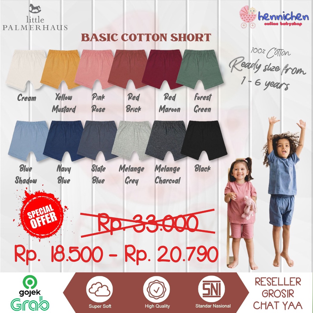 PROMO 7.7 PROMO BAJU LEBARAN CUCI GUDANG PROMO 4.4 Little Palmerhaus - Basic Cotton Shorts (Celana Pendek Bayi &amp; Anak) 1-6 Tahun