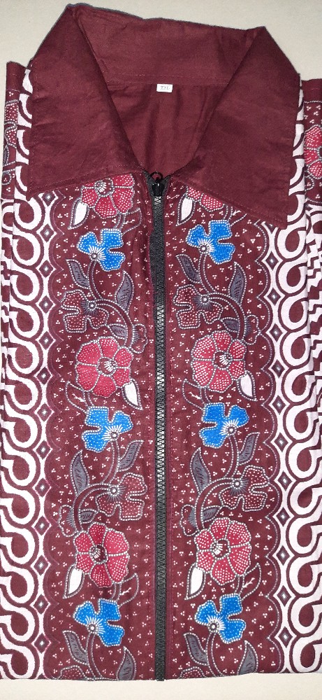 M L Xl Xxl Tunik Batik Zipper Depan Busui Atasan Batik Seragam Baju Batik Wanita