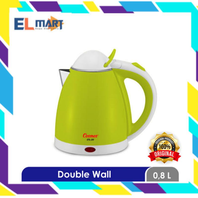 Kettle listrik 0,8L Cosmos CTL 211 / teko ceret elektrik CTL211 0,8 Liter Pemanas Air