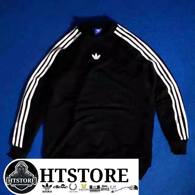 JAKET PRIA JAKET WANITA JAKET PEREMPUAN JAKET MURAH BERKUALITAS JAKET CREWNECK ADIDAS STRIP PUTIH