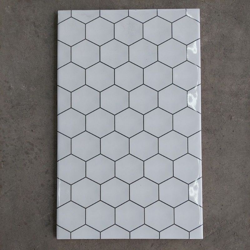 KERAMIK DINDING DAPUR KAMAR MANDI KIA HEXAGON BLACK 25X40 KW1