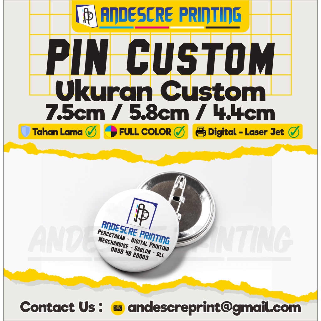 Pin Bros Peniti Custom Gambar Foto Sesukamu Souvenir Murah Satuan