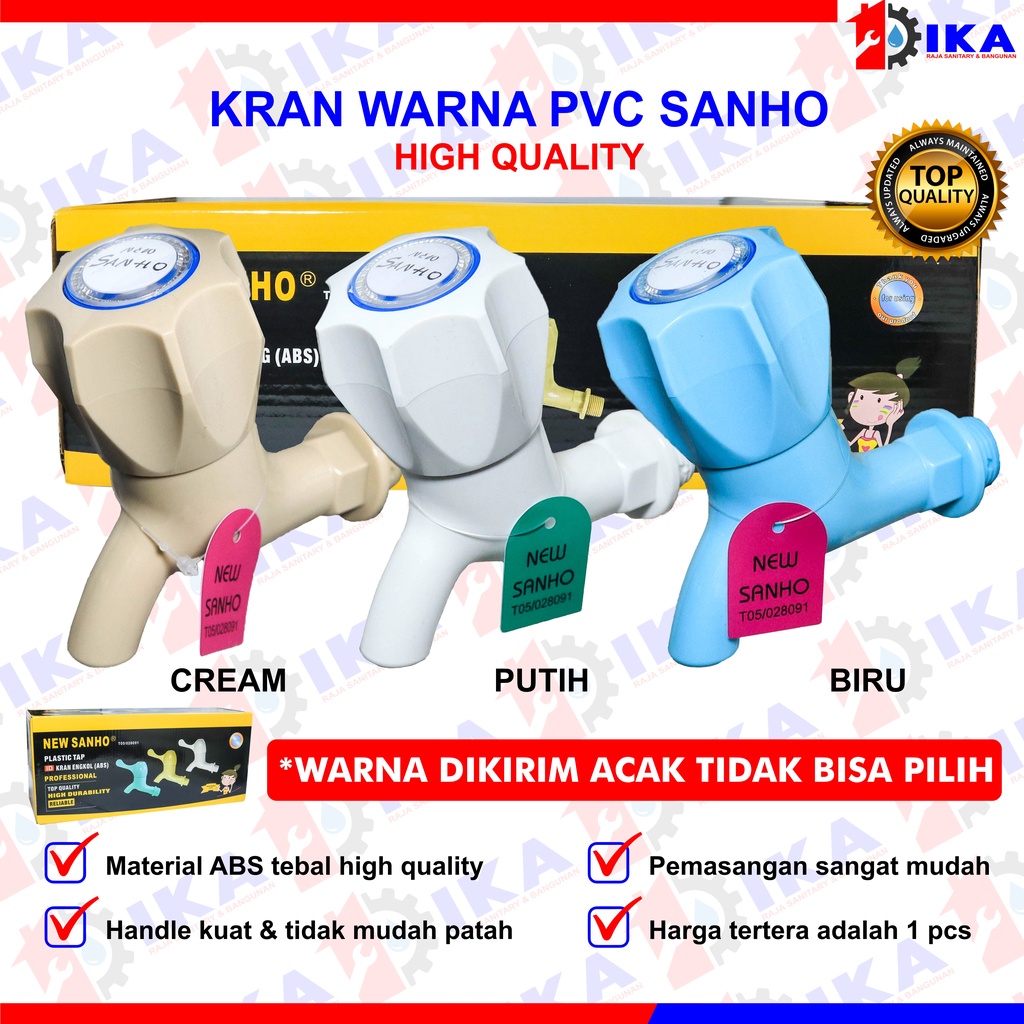 KRAN KERAN AIR PLASTIK NEW SANHO 1/2&quot; 3 WARNA - ORIGINAL 100% HIGH QUALITY TEBAL PREMIUM