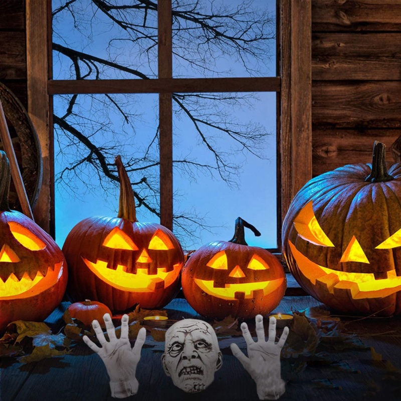 Zzz Pasak Zombie Wajah Dan Tangan Realistis Untuk Dekorasi Halloween