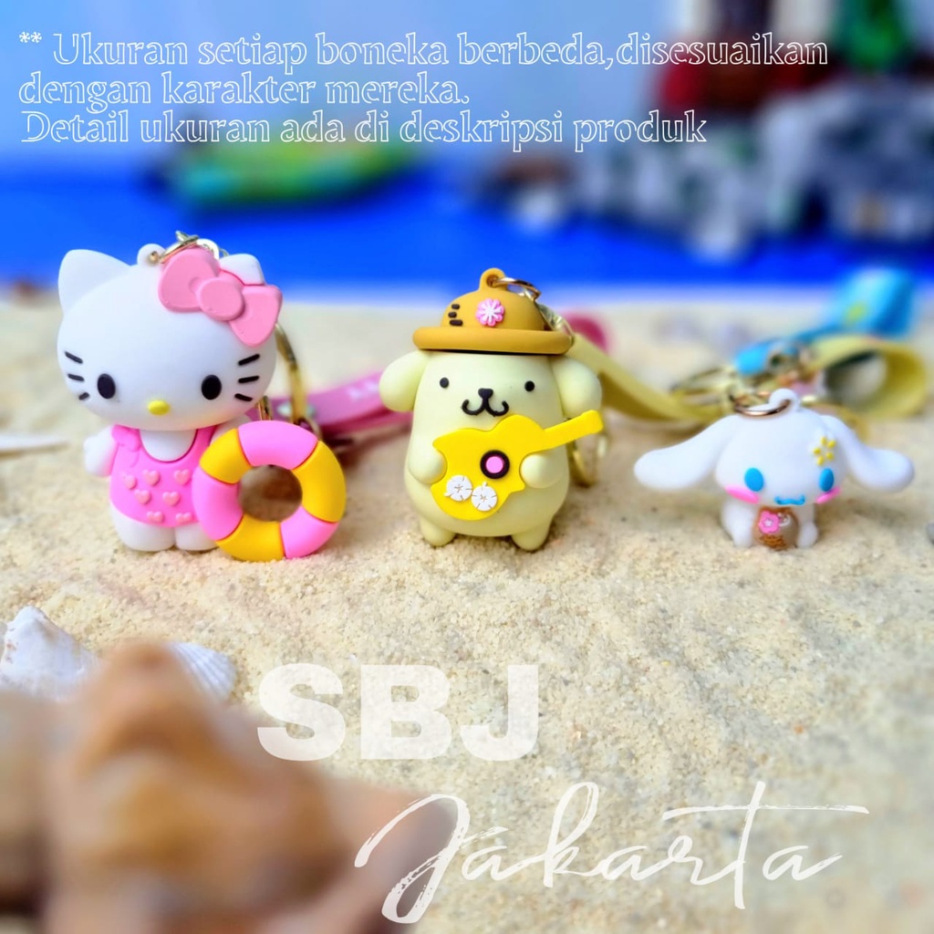 Gantungan Kunci Keychain gift souvenir SANRIO Hello kitty keropi pom purin cinnamoroll badtz maru SUMMER HOLIDAY