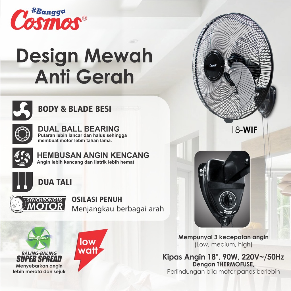 Kipas Angin Industrial Fan Cosmos Wall Fan 18 WIF