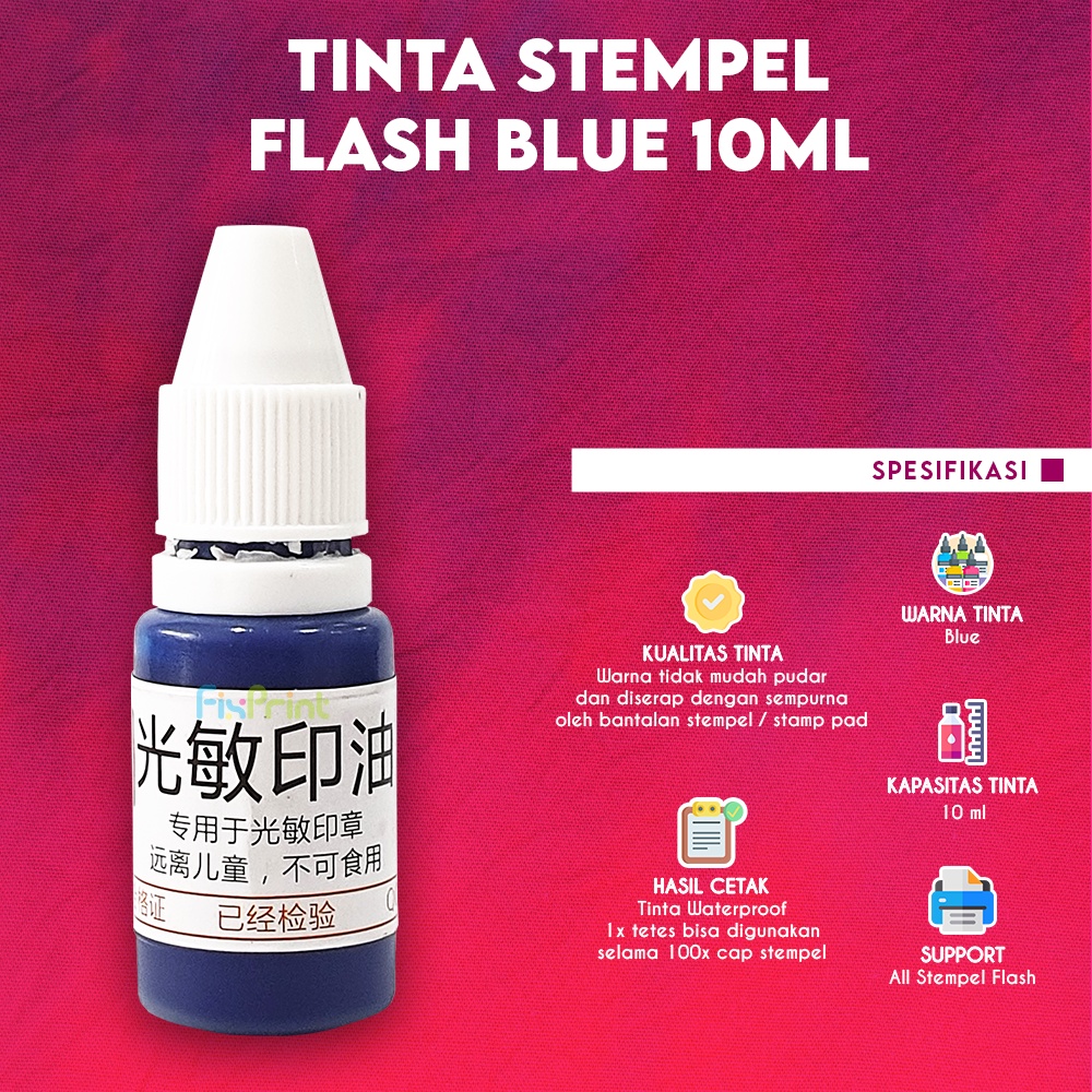 

Tinta Stempel Flash Blue 10ml, Refill Stamp Ink Waterproof Biru 10 Ml