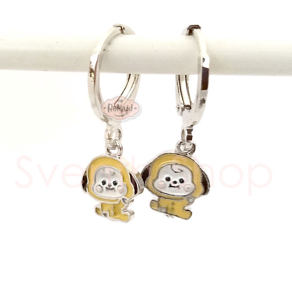 Anting Clip / Klip Bulat Motif Chimmy BT21 Perhiasan Aksesoris Wanita / Anak 1035