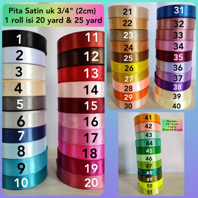 

Pita Satin 3/4 inch / Lebar 2 cm