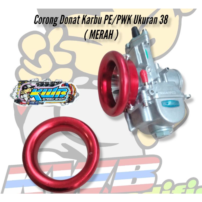 Velocity Karburator Model Donat Flat Corong Karbu PNP PE PWK PWL Air Strike 28 32 34 35 38-Merah PE/PWK 38