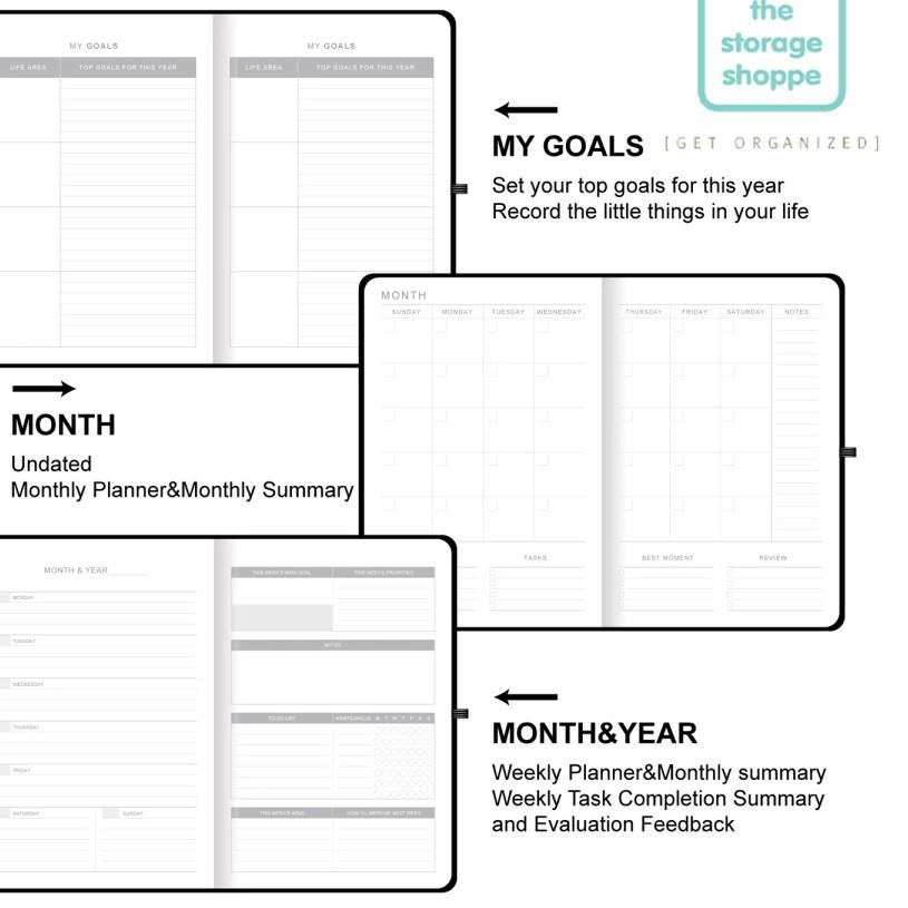 

Kekinian The Storage Shoppe - Undated Planner / Agenda / Personal Journal / Monthly & Weekly Planner ~