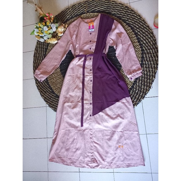 Gamis Couple Cople Pasangan Keluarga Muslim Kondangan Modern Kekinian Nibras NB B20 Dusty Pink Gamis