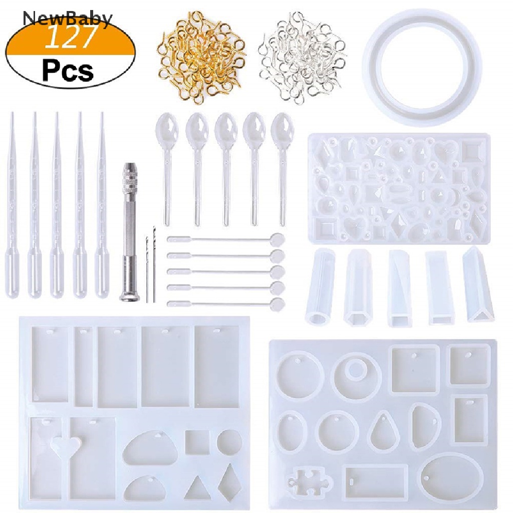 127pcs / Set Cetakan Resin Bahan Silikon Untuk Membuat Perhiasan Liontin