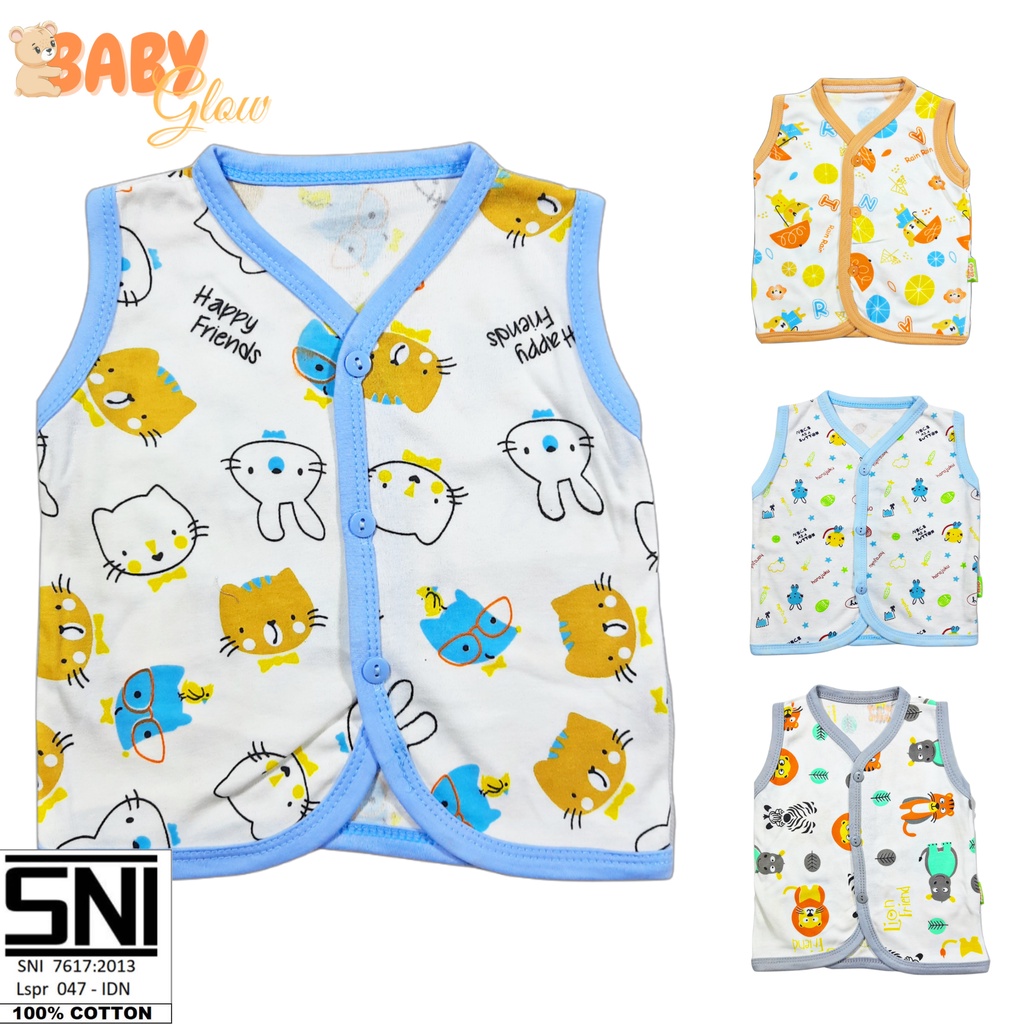 BAJU ATASAN TANPA LENGAN BAYI UNISEX COTTON BABYGLOW