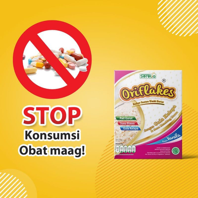 ORIFLAKES GASTRO Sereal Umbi Garut VANILA untuk Asam Lambung Maag Gerd 350 g