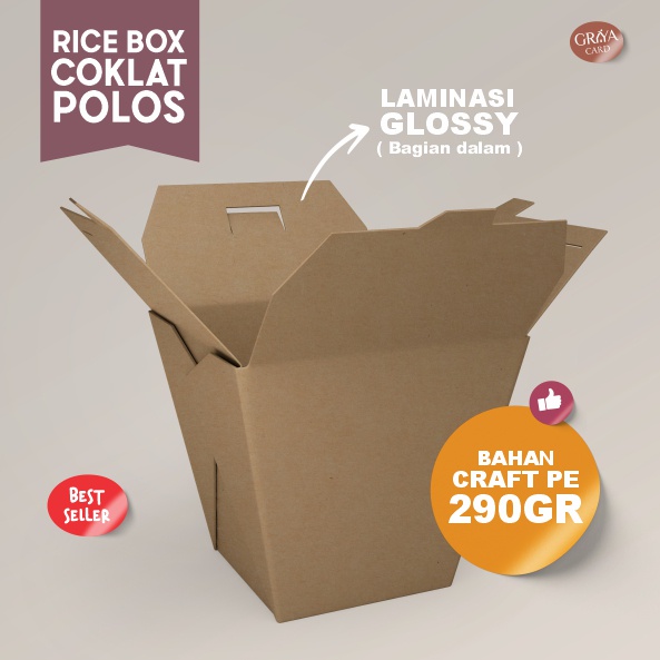 Jual RICE BOX CRAFT | RICE BOX COKLAT POLOS | LAMINASI GLOSY ANTI ...