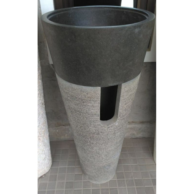 Set Wastafel Pedestal Batu Marmer Alam Hitam