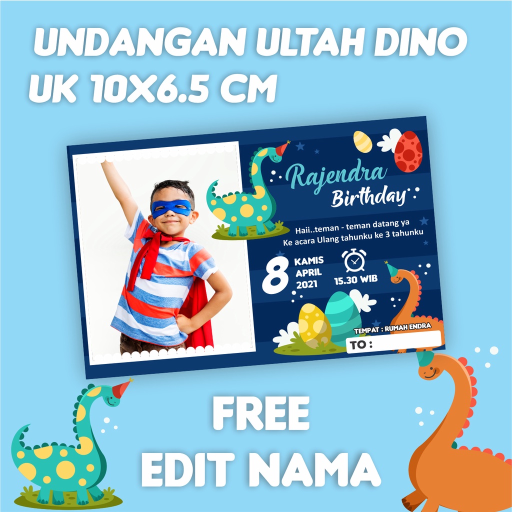 KARTU UNDANGAN ULTAH TEMA DINO