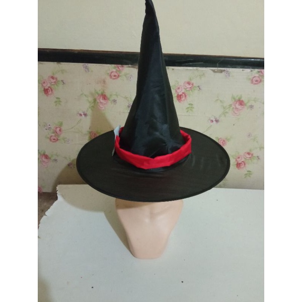 topi penyihir dengan tulle hitam2 in 1