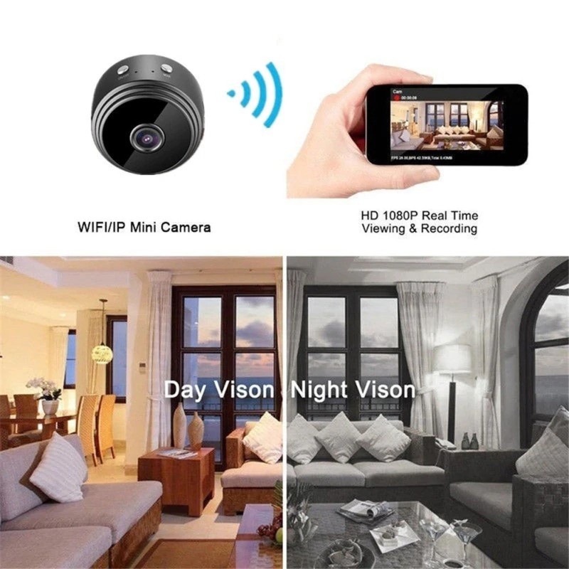 IP Camera A9 megnetic Mini Spy WiFi HD1080P CCTV Wireless Kamera hitam