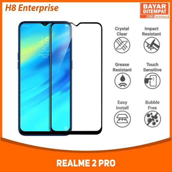 Tempered Glass Full Oppo Realme 2 Pro Anti Gores Kaca Full Layar