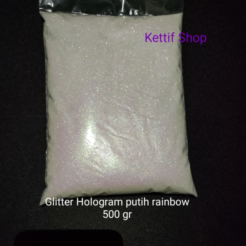 Glitter hologram putih rainbow henna kioan