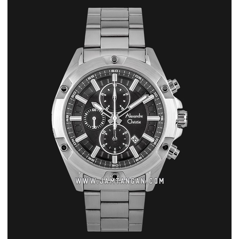 Alexandre Christie AC 6524 MCBSSBA Sport Chronograph Black Dial Stainless Steel Strap