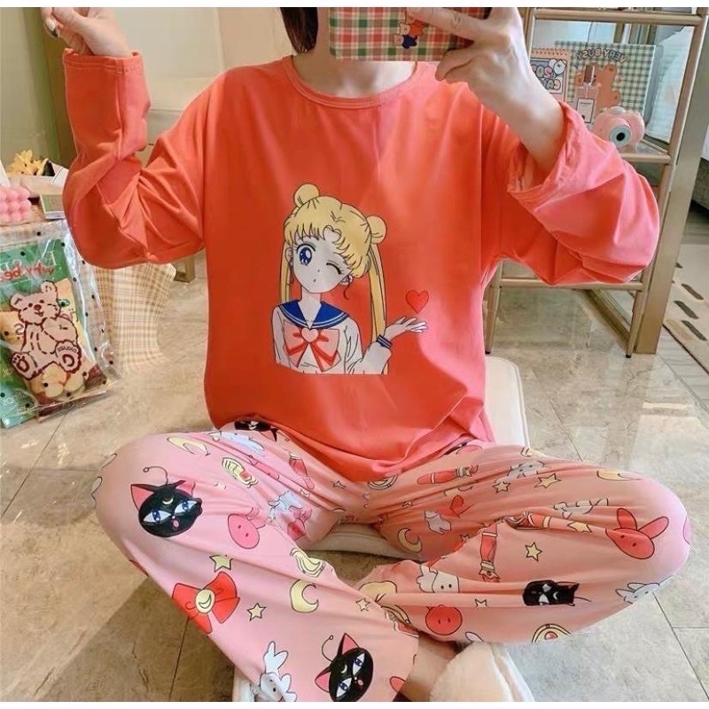 Piyama PP Import Korea piyama oversize setelan kaos import premium piyama import piyama murah-Pp sailormoon nude