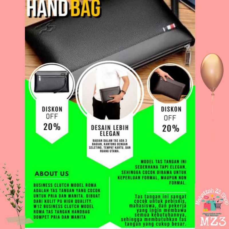 W12 BUSINESS CLUCTH / TAS TANGAN CLUCTH PRIA WANITA / HANDBAG DOMPET PRIA ORIGINAL