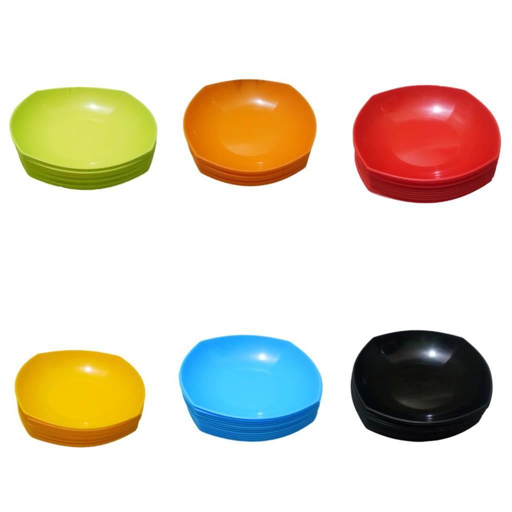 PIRING PLASTIK KOTAK PERSEGI, PIRING WARNA MERK JITU / DG WARE 1 PCS