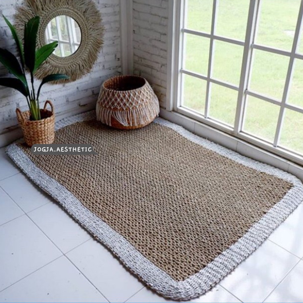 Rug Seagrass Kotak Mix/Karpet Kotak/Karpet Persegi Panjang/Karpet Seagrass Bisa Request Motif dan Wa