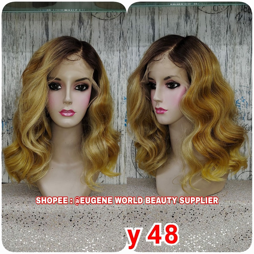 RAMBUT PALSU FRONT LACE WIG HALF LACE WIG FULL WIG LACE WIG CEWE CEWEK WANITA PENDEK CURLY WAVE PIRA