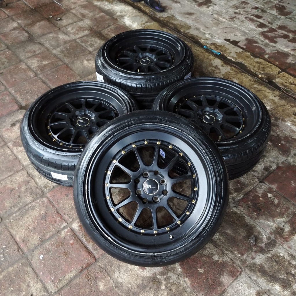VELG MOBIL SECOUND BEKAS MURAH HSR EDDO RING 17 + BAN SEKEN 2 PCS 205 45 R17