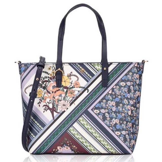 tory burch tb KERRINGTON SMALL ZIP TOTE HOMAGE TO THE FLOWER PATCHWORK