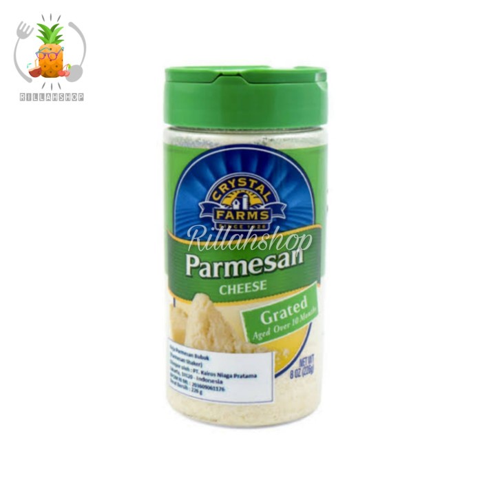 

Crystal Farms Grated Parmesan Cheese Keju Parmesan (226g)