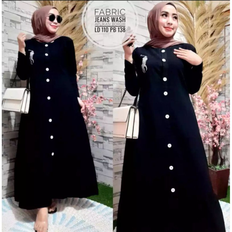 GAMIS LEVIS CANEL/ GAMIS LEVIS POLO/.BAHAN JEANS /GAMIS JEANS/ GAMIS MUSLIM / GAMIS LEVIS TERBARU